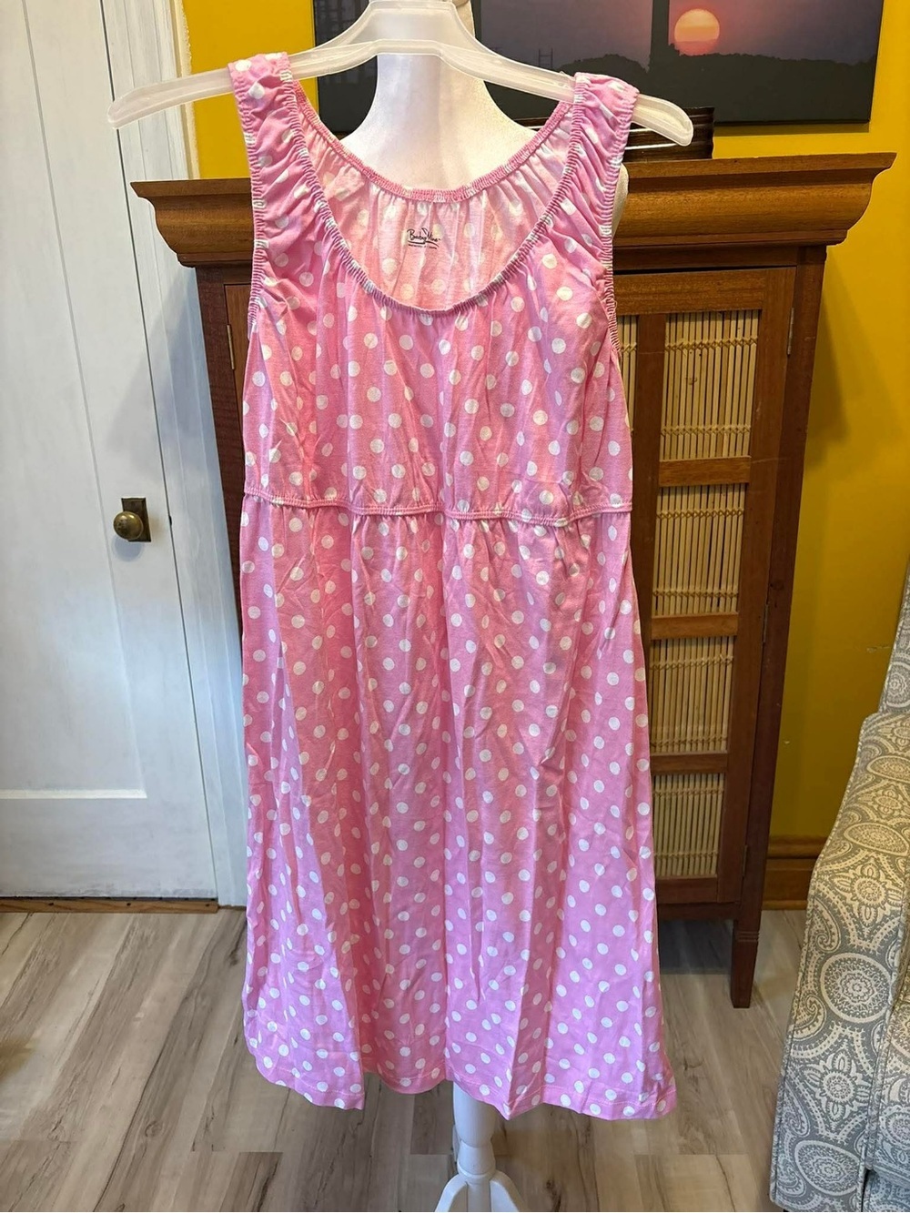 Baby Be Mine Pink Polka Dot Sleeveless Nightgown (Maternity Birth Gown)